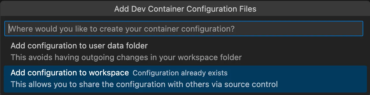 Add configuration to workspace